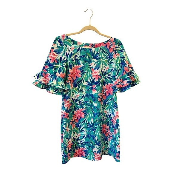 Pappagallo Ruffle Sleeve Erica Floral Midi Dress Small - Picture 2 of 8